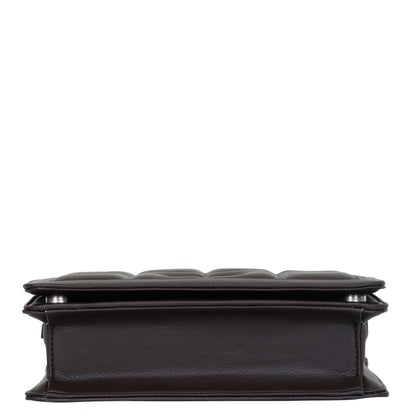 Brown Faux Leather Crossbody Sling Bag – Women’s Chain Strap Shoulder Handbag