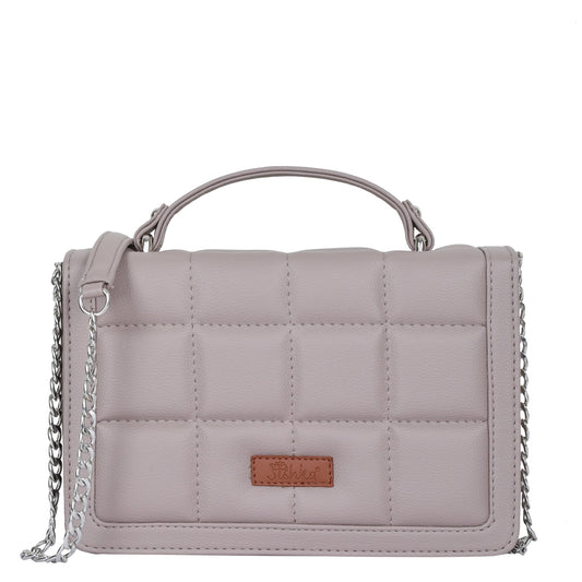 Mauve Faux Leather Crossbody Sling Bag – Women’s Chain Strap Shoulder Handbag