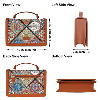 Handcrafted Mandala Print Crossbody Sling Bag – Women’s Fabric Purse with Chain Strap