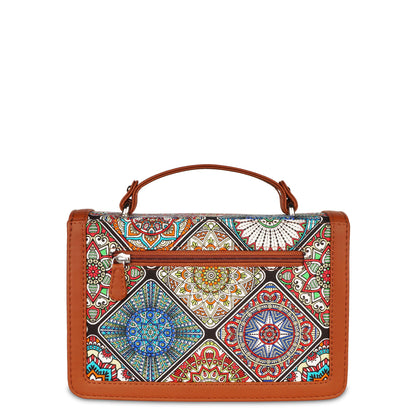 Handcrafted Mandala Print Crossbody Sling Bag – Women’s Fabric Purse with Chain Strap