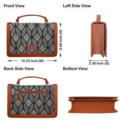 Handcrafted Geometric Print Crossbody Sling Bag – Women’s Fabric Purse with Chain Strap