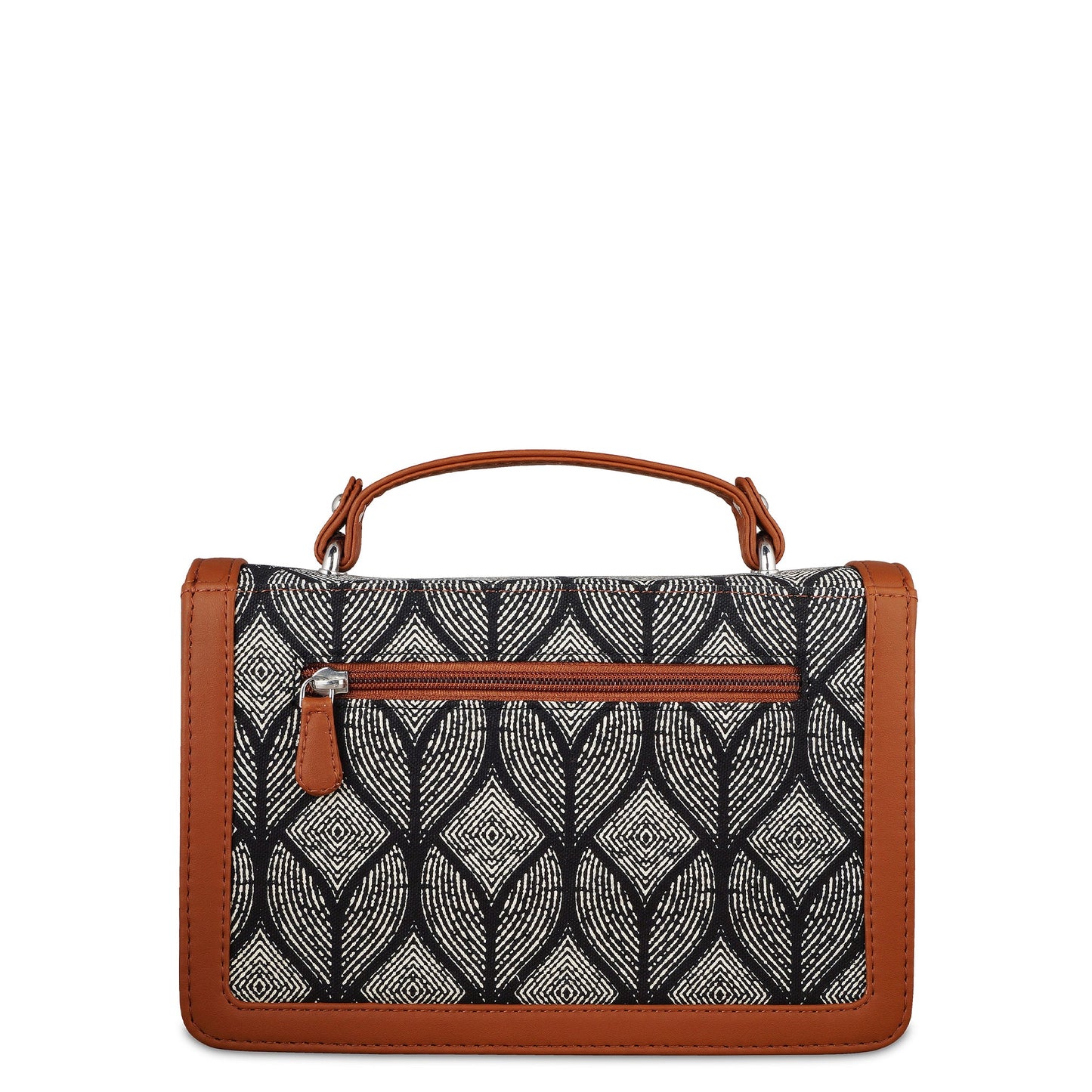 Handcrafted Geometric Print Crossbody Sling Bag – Women’s Fabric Purse with Chain Strap