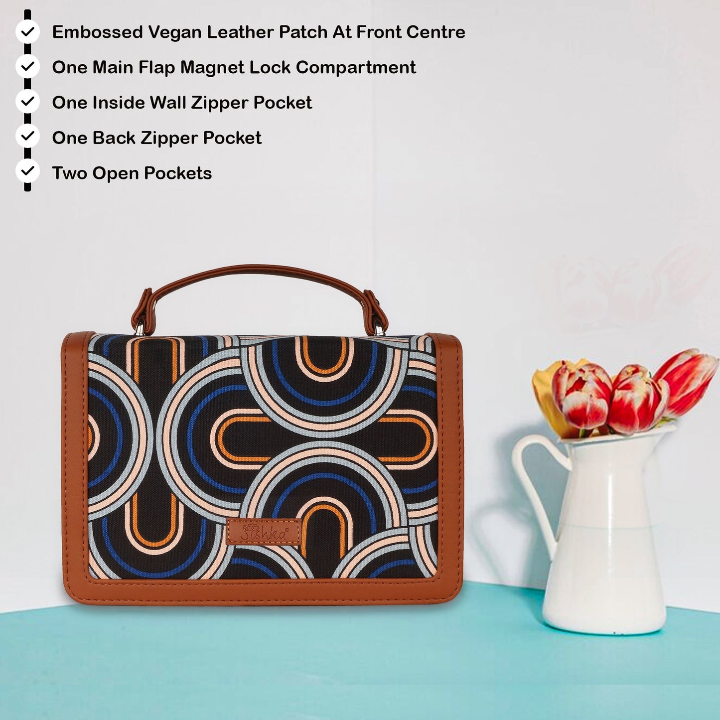 Women’s Abstract Sling Bags with Vegan Leather Trim – Wholesale