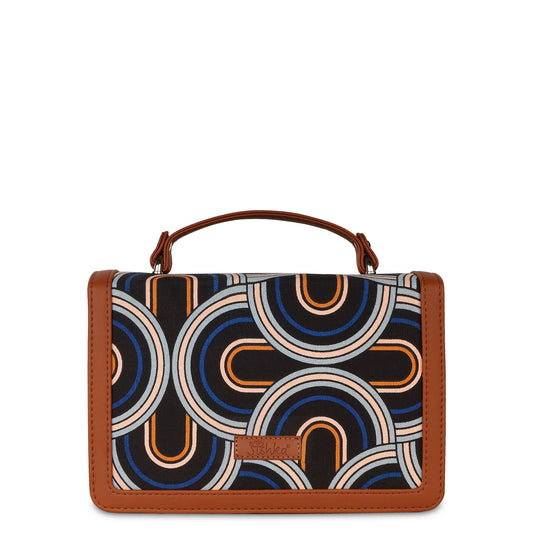 Handcrafted Abstract Print Crossbody Sling Bag – Women’s Fabric Purse with Chain Strap