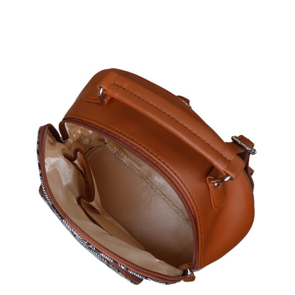 Monochrome Handcrafted Printed Backpack – Lightweight Shoulder Bag for Everyday Use