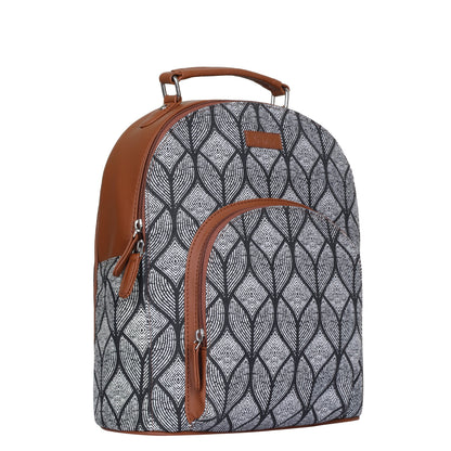 Monochrome Handcrafted Printed Backpack – Lightweight Shoulder Bag for Everyday Use