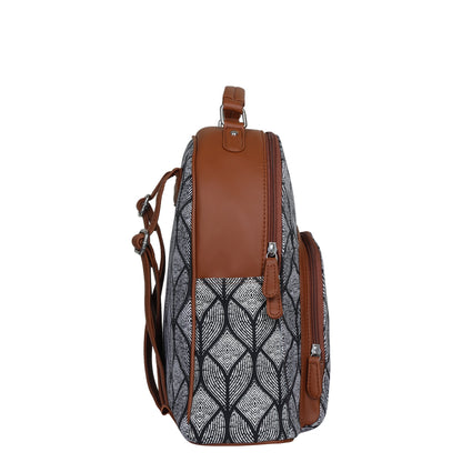 Monochrome Handcrafted Printed Backpack – Lightweight Shoulder Bag for Everyday Use