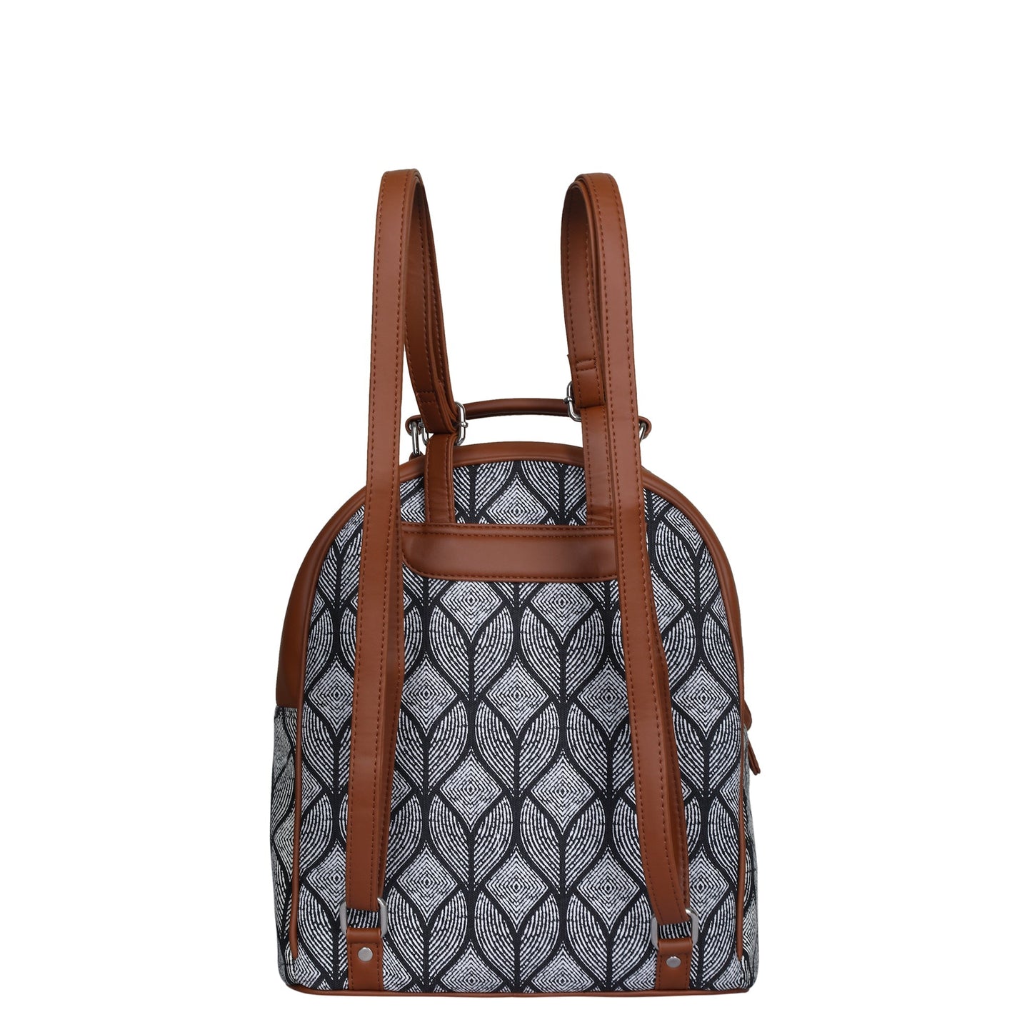 Monochrome Handcrafted Printed Backpack – Lightweight Shoulder Bag for Everyday Use