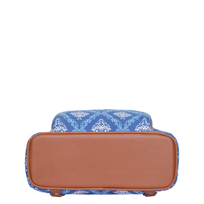 Blue Handcrafted Printed Backpack – Compact Shoulder Bag for Travel & Everyday Use