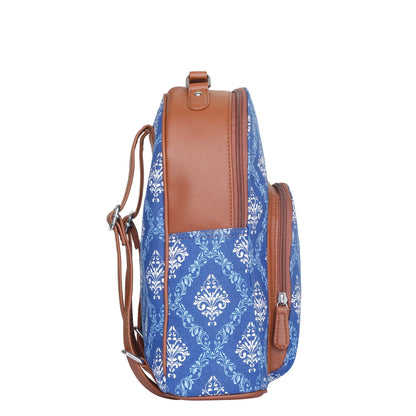 Blue Handcrafted Printed Backpack – Compact Shoulder Bag for Travel & Everyday Use