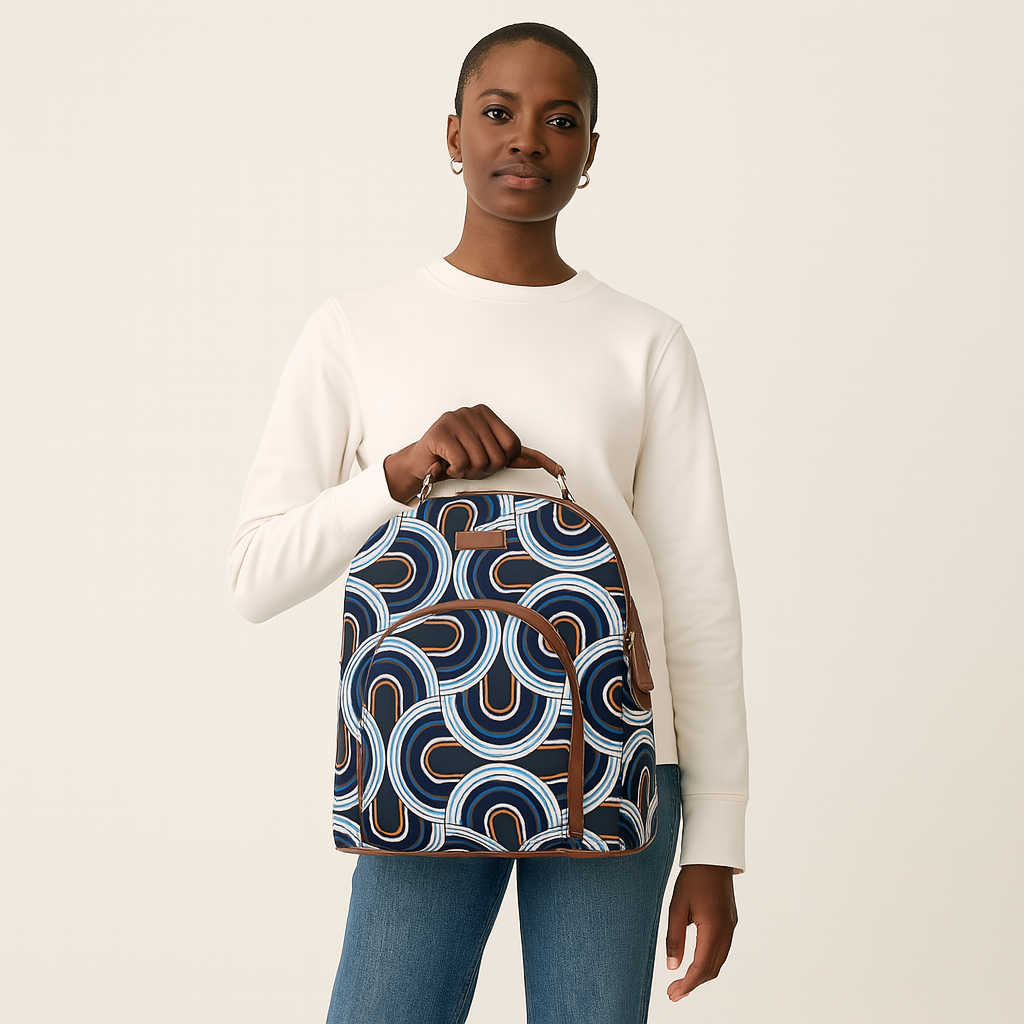 Women’s Abstract Backpacks with Vegan Leather Trim – Wholesale