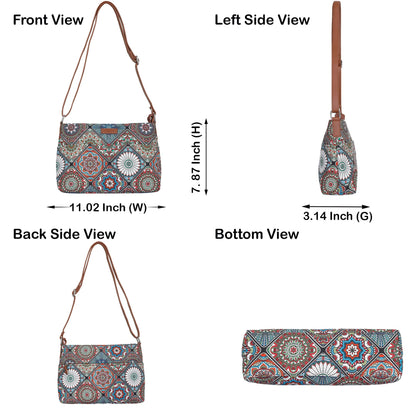 Mandala Print Fabric Shoulder & Crossbody Bag – Women’s Boho Sling Purse