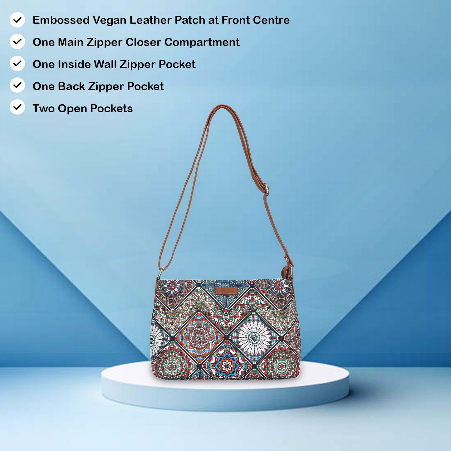 Mandala Print Fabric Shoulder & Crossbody Bag – Women’s Boho Sling Purse