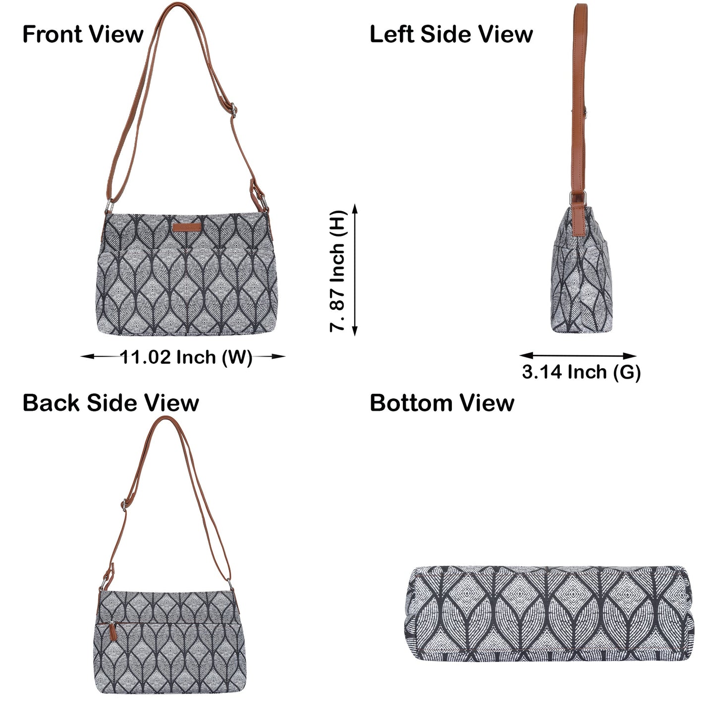 Geometric Print Fabric Shoulder & Crossbody Bag – Women’s Sling Purse
