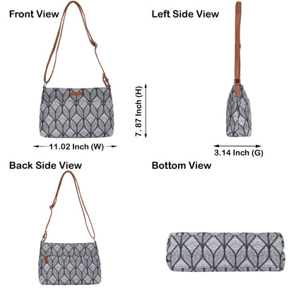 Geometric Print Fabric Shoulder & Crossbody Bag – Women’s Sling Purse