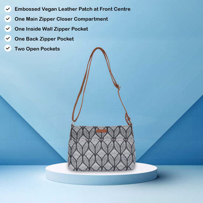 Geometric Print Fabric Shoulder & Crossbody Bag – Women’s Sling Purse