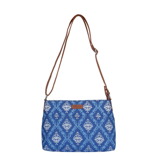 Blue Pattern Fabric Shoulder & Crossbody Bag – Women’s Sling Purse