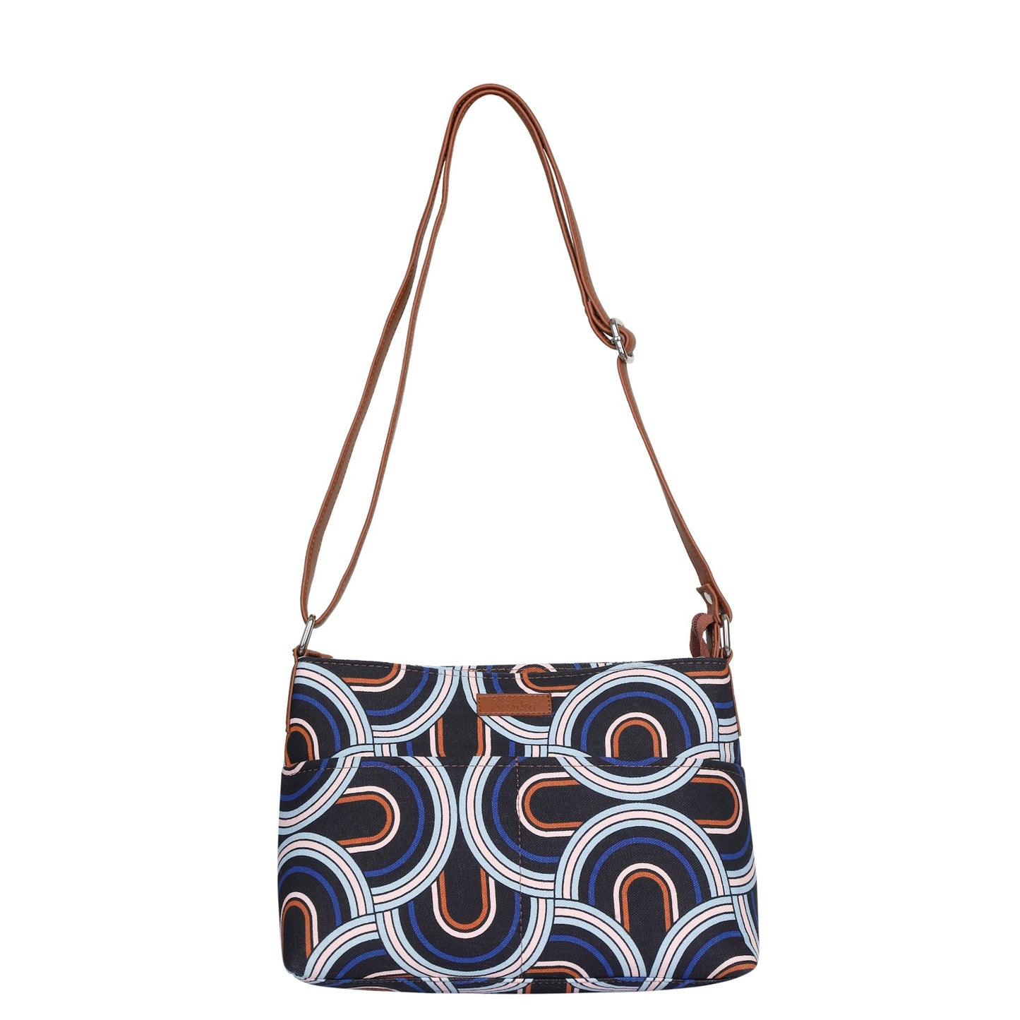 Women’s Geometric Crossbody Sling Bags with Vegan Leather Trim – Wholesale