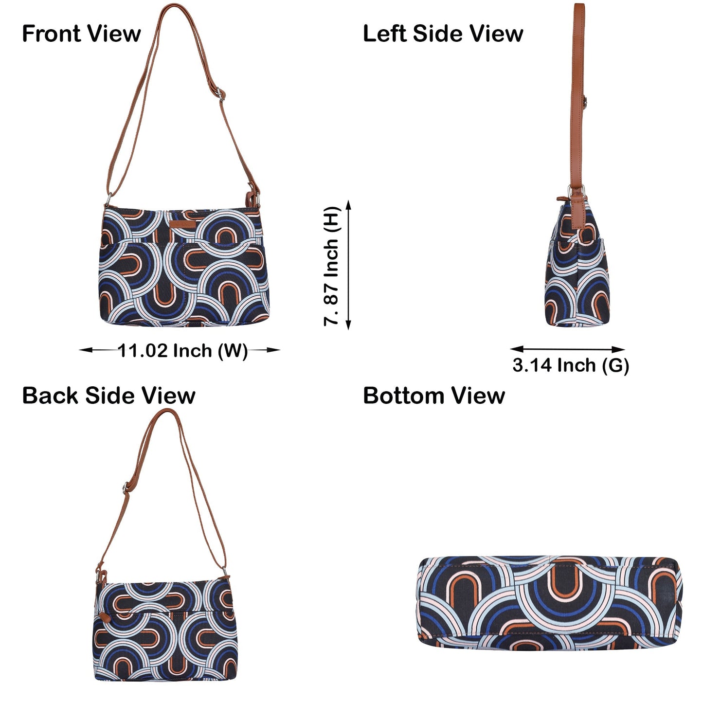 Women’s Geometric Crossbody Sling Bags with Vegan Leather Trim – Wholesale