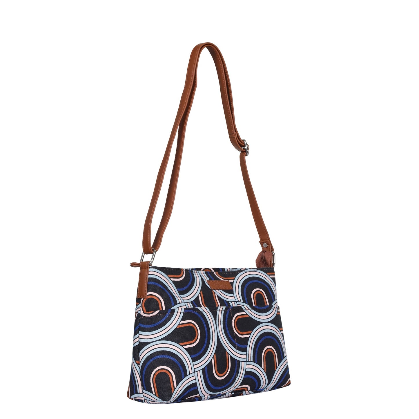 Women’s Geometric Crossbody Sling Bags with Vegan Leather Trim – Wholesale