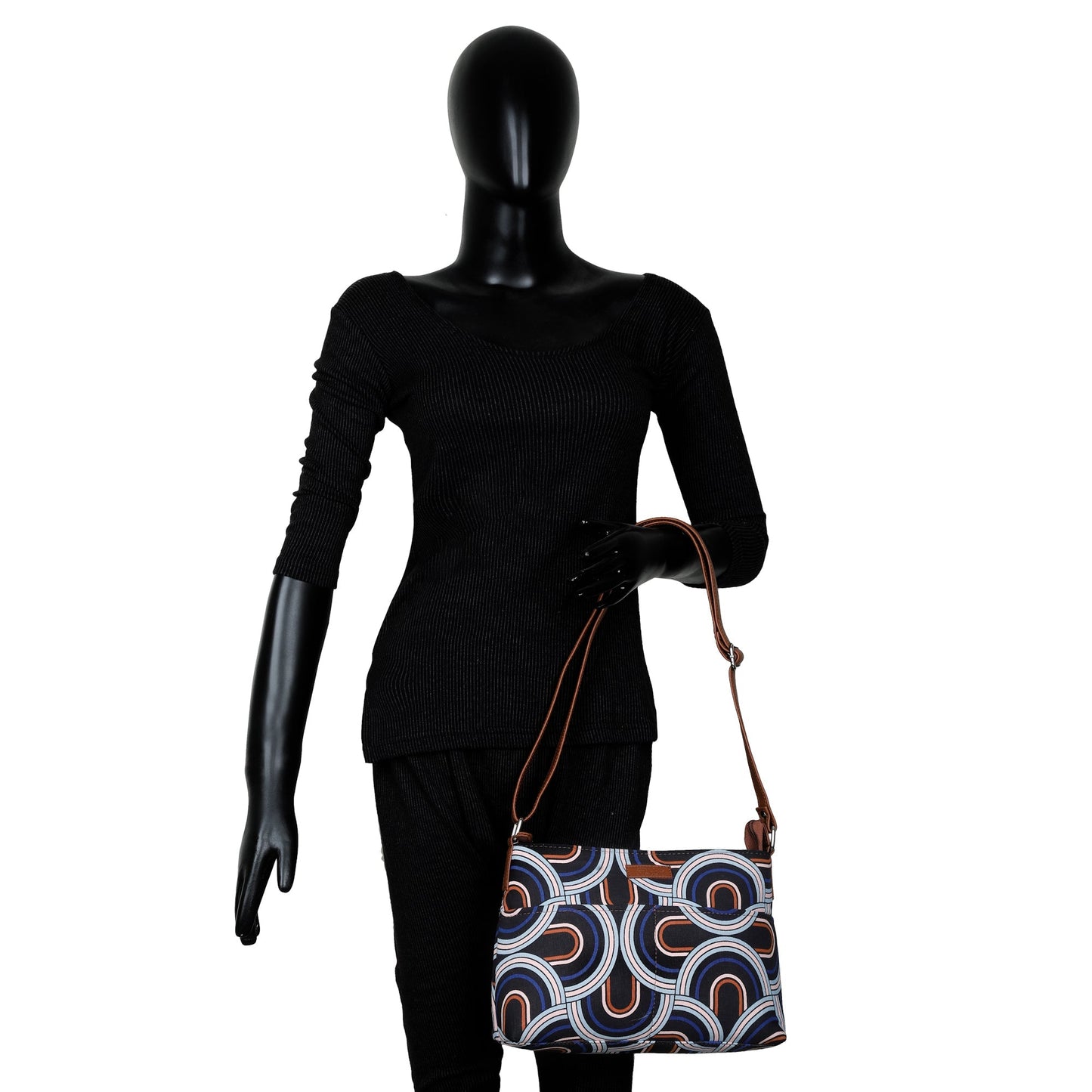 Women’s Geometric Crossbody Sling Bags with Vegan Leather Trim – Wholesale