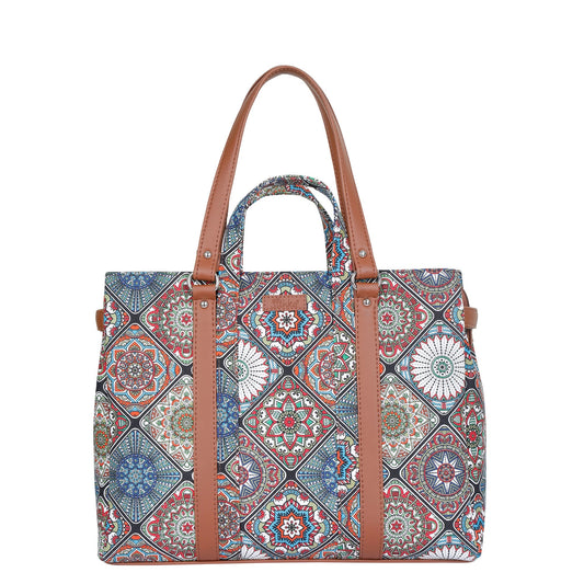 Multicolor Handcrafted Printed Tote Bag – Women’s Shoulder Purse with Vegan Handles