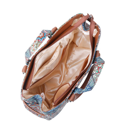 Multicolor Handcrafted Printed Tote Bag – Women’s Shoulder Purse with Vegan Handles