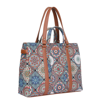 Multicolor Handcrafted Printed Tote Bag – Women’s Shoulder Purse with Vegan Handles