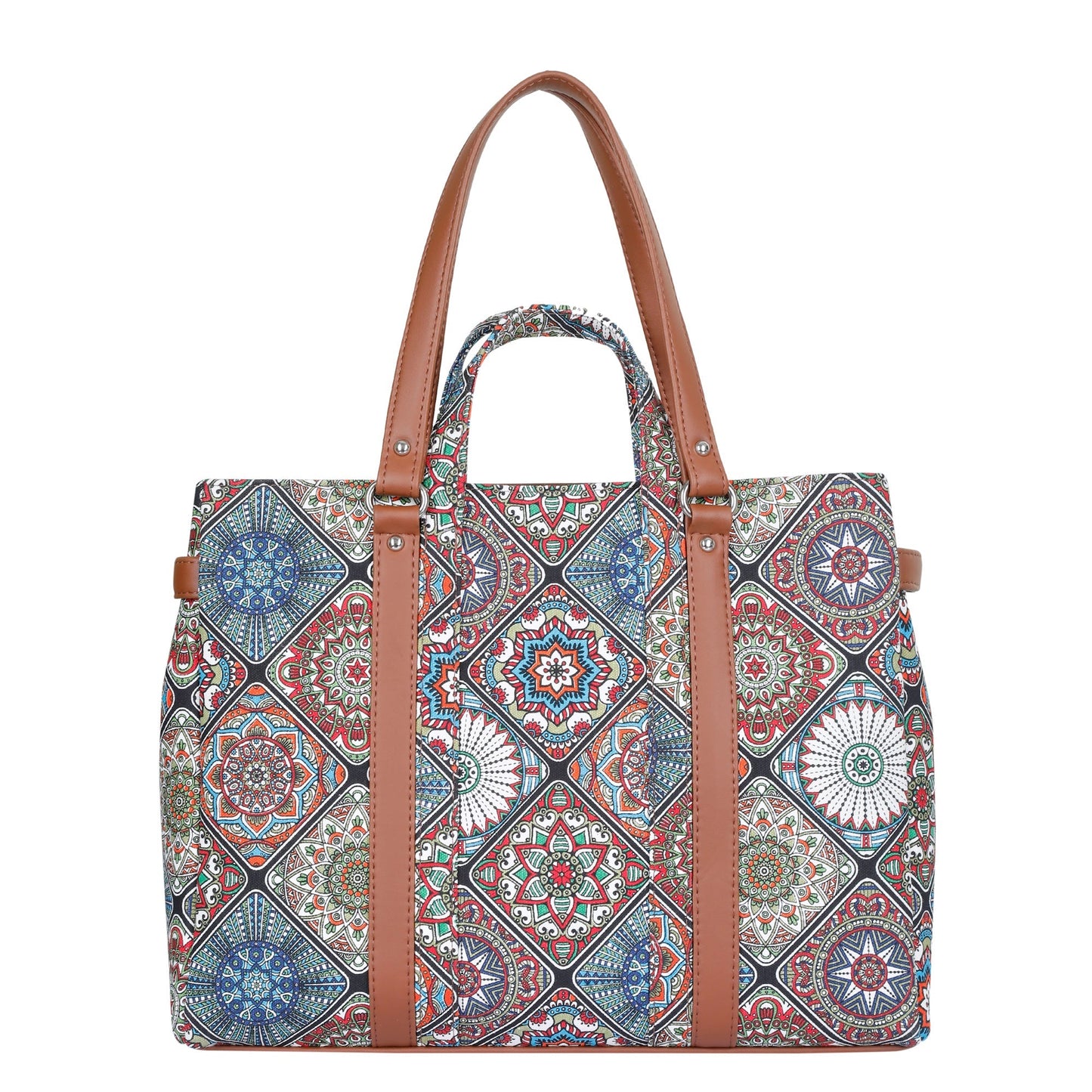 Multicolor Handcrafted Printed Tote Bag – Women’s Shoulder Purse with Vegan Handles