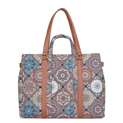 Multicolor Handcrafted Printed Tote Bag – Women’s Shoulder Purse with Vegan Handles