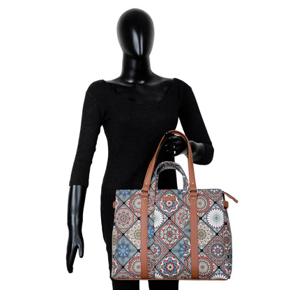 Multicolor Handcrafted Printed Tote Bag – Women’s Shoulder Purse with Vegan Handles