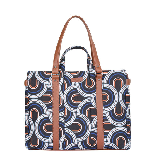 Abstract Handcrafted Printed Tote Bag – Women’s Shoulder Purse with Vegan Handles