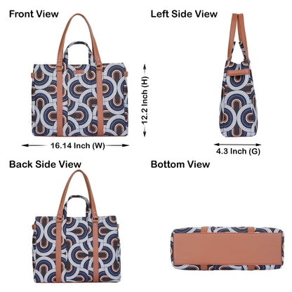 Abstract Handcrafted Printed Tote Bag – Women’s Shoulder Purse with Vegan Handles