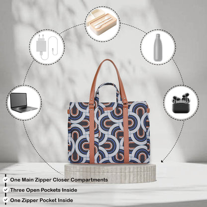 Abstract Handcrafted Printed Tote Bag – Women’s Shoulder Purse with Vegan Handles