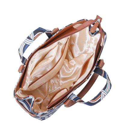 Abstract Handcrafted Printed Tote Bag – Women’s Shoulder Purse with Vegan Handles