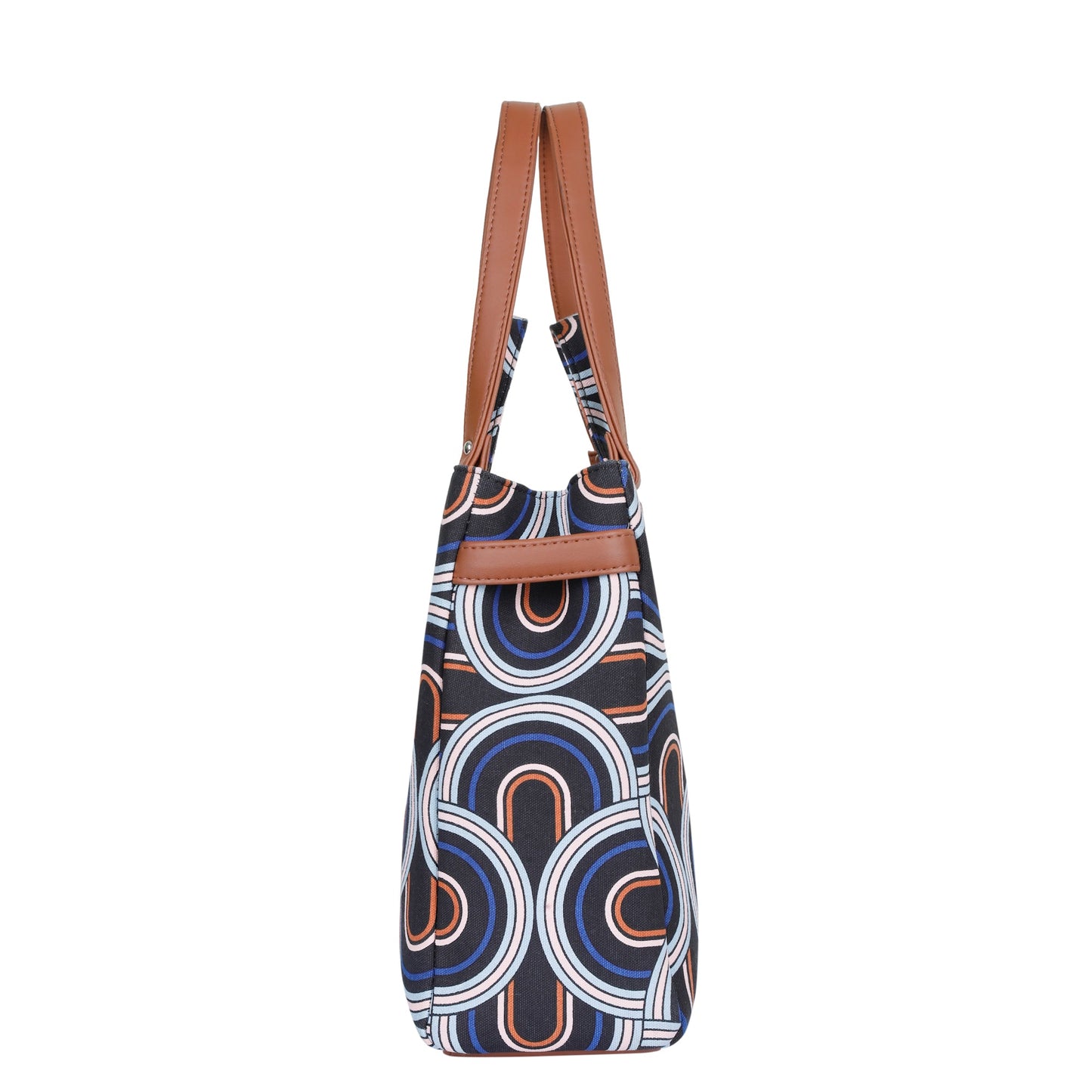 Abstract Handcrafted Printed Tote Bag – Women’s Shoulder Purse with Vegan Handles