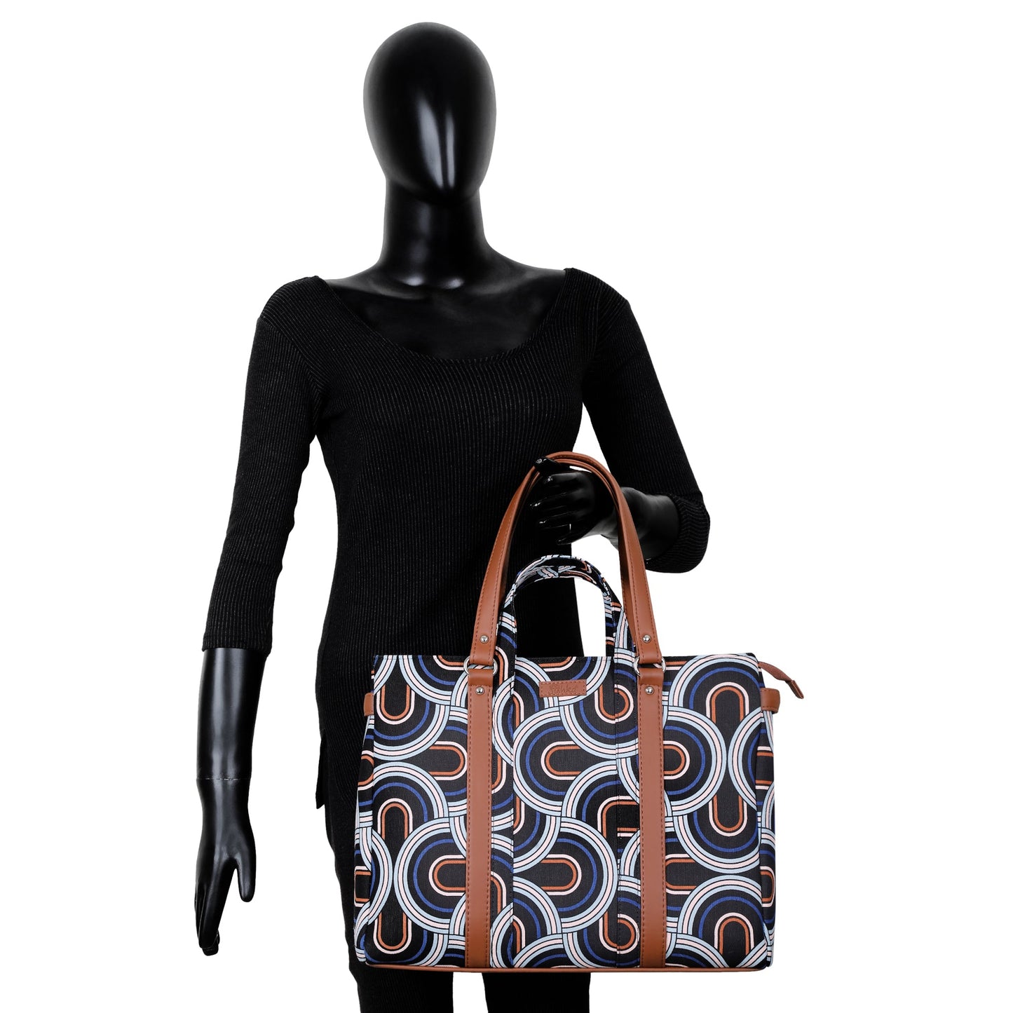 Abstract Handcrafted Printed Tote Bag – Women’s Shoulder Purse with Vegan Handles