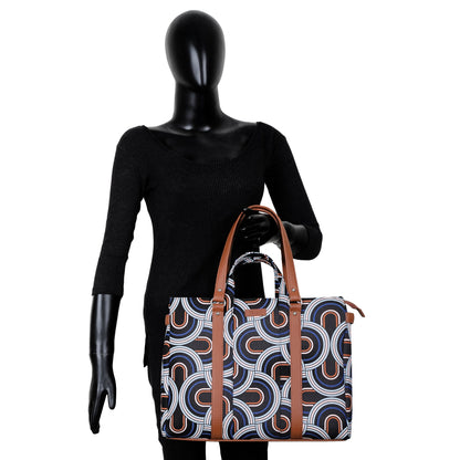 Abstract Handcrafted Printed Tote Bag – Women’s Shoulder Purse with Vegan Handles