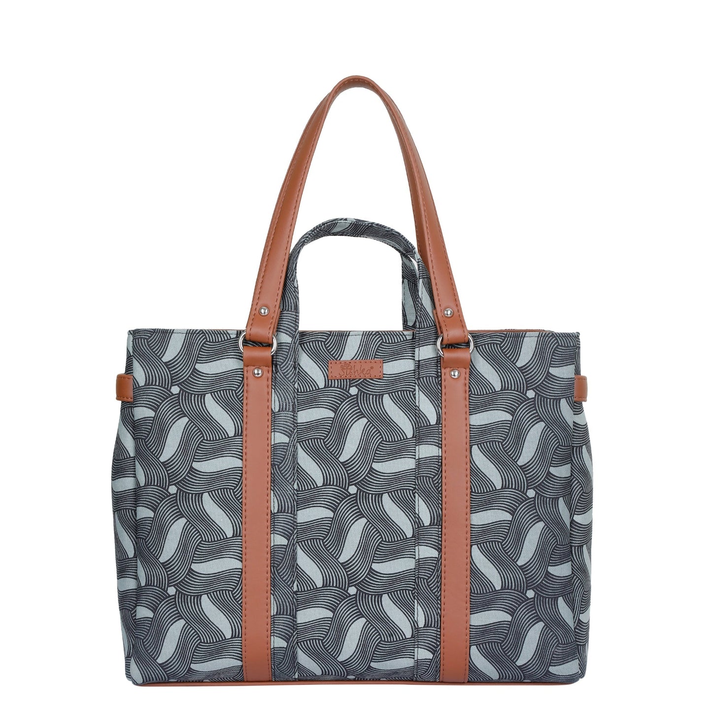 Olive Green Handcrafted Printed Tote Bag – Women’s Satchel Purse with Vegan Handles