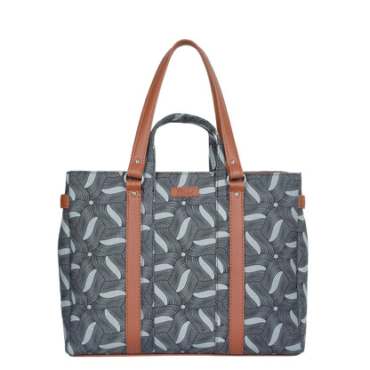 Olive Green Handcrafted Printed Tote Bag – Women’s Satchel Purse with Vegan Handles