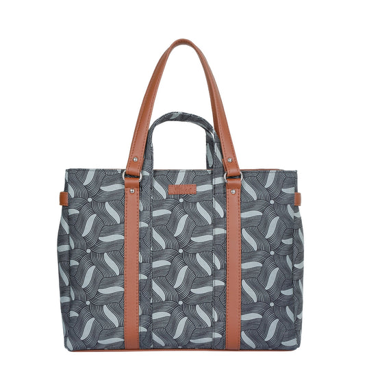 Olive Green Handcrafted Printed Tote Bag – Women’s Satchel Purse with Vegan Handles