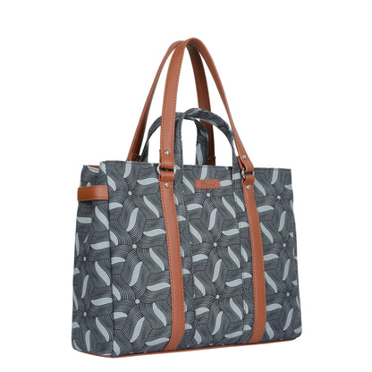 Olive Green Handcrafted Printed Tote Bag – Women’s Satchel Purse with Vegan Handles