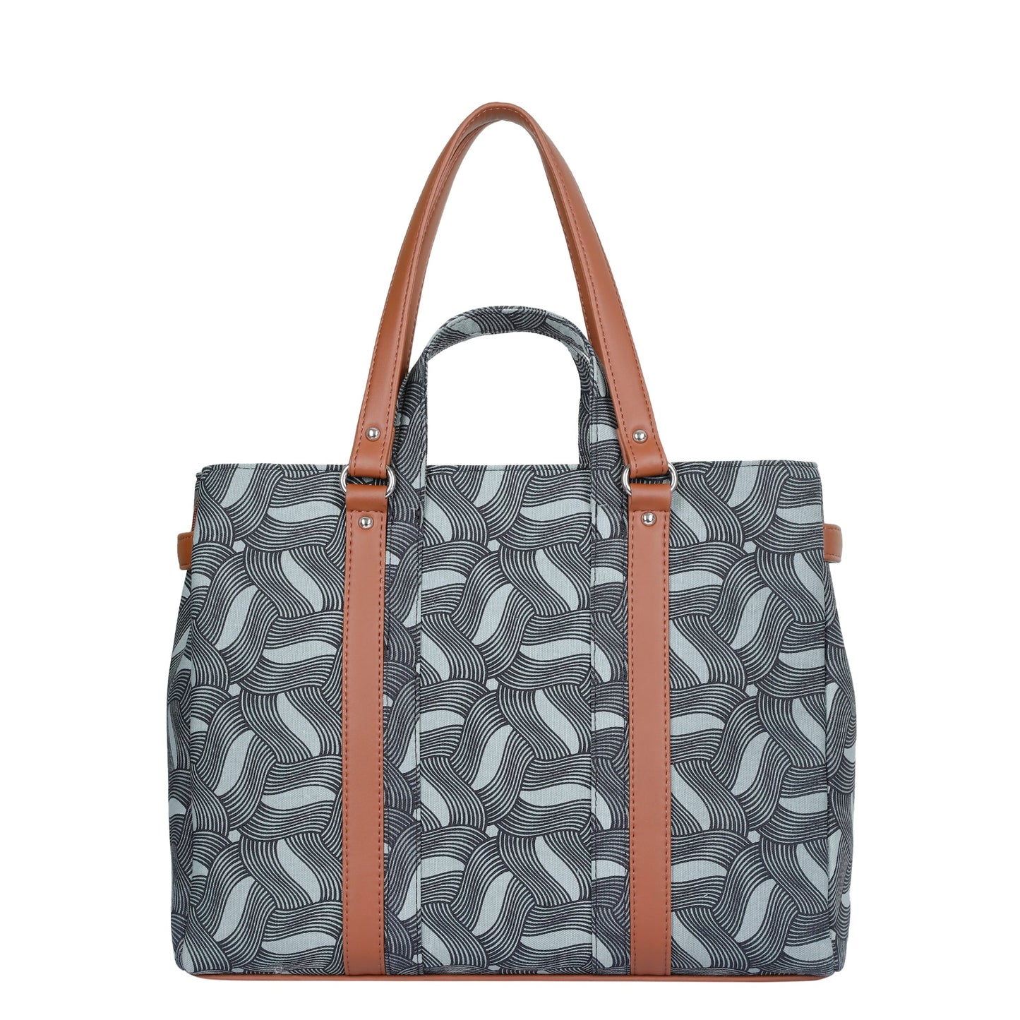 Olive Green Handcrafted Printed Tote Bag – Women’s Satchel Purse with Vegan Handles