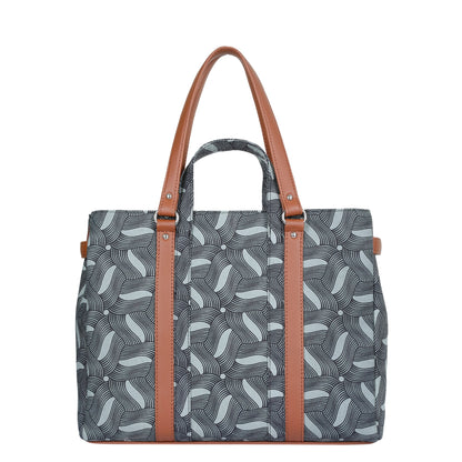 Olive Green Handcrafted Printed Tote Bag – Women’s Satchel Purse with Vegan Handles