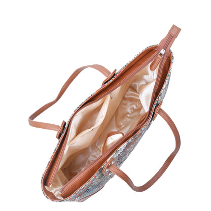 Multicolor Handcrafted Printed Tote Bag – Shoulder Purse with Vegan Trim for Daily Use