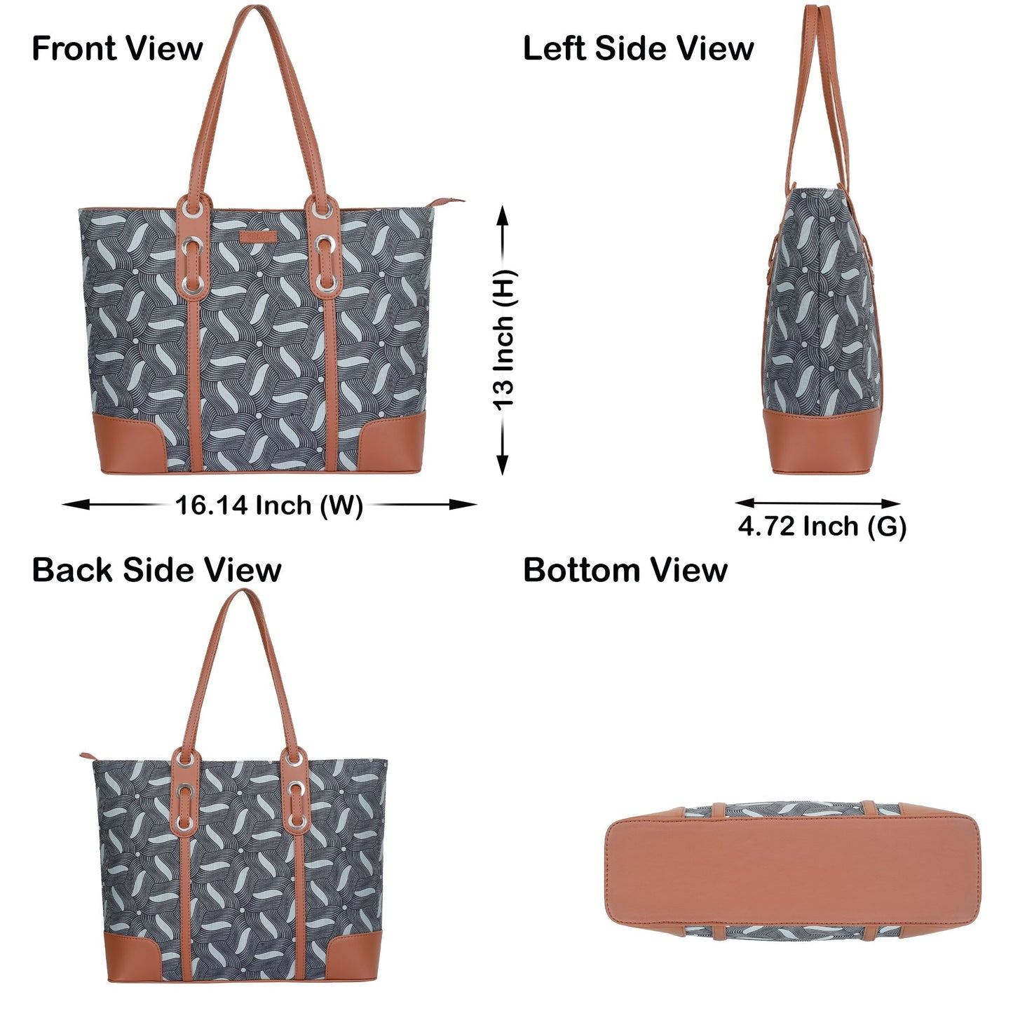 Olive Green Handcrafted Printed Tote Bag – Stylish Shoulder Satchel with Vegan Trim