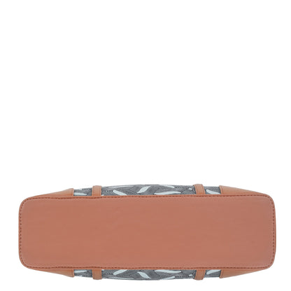 Olive Green Handcrafted Printed Tote Bag – Stylish Shoulder Satchel with Vegan Trim