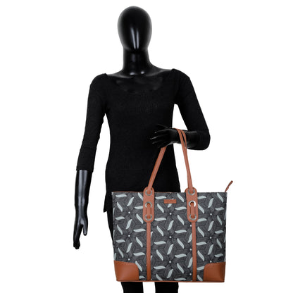 Olive Green Handcrafted Printed Tote Bag – Stylish Shoulder Satchel with Vegan Trim