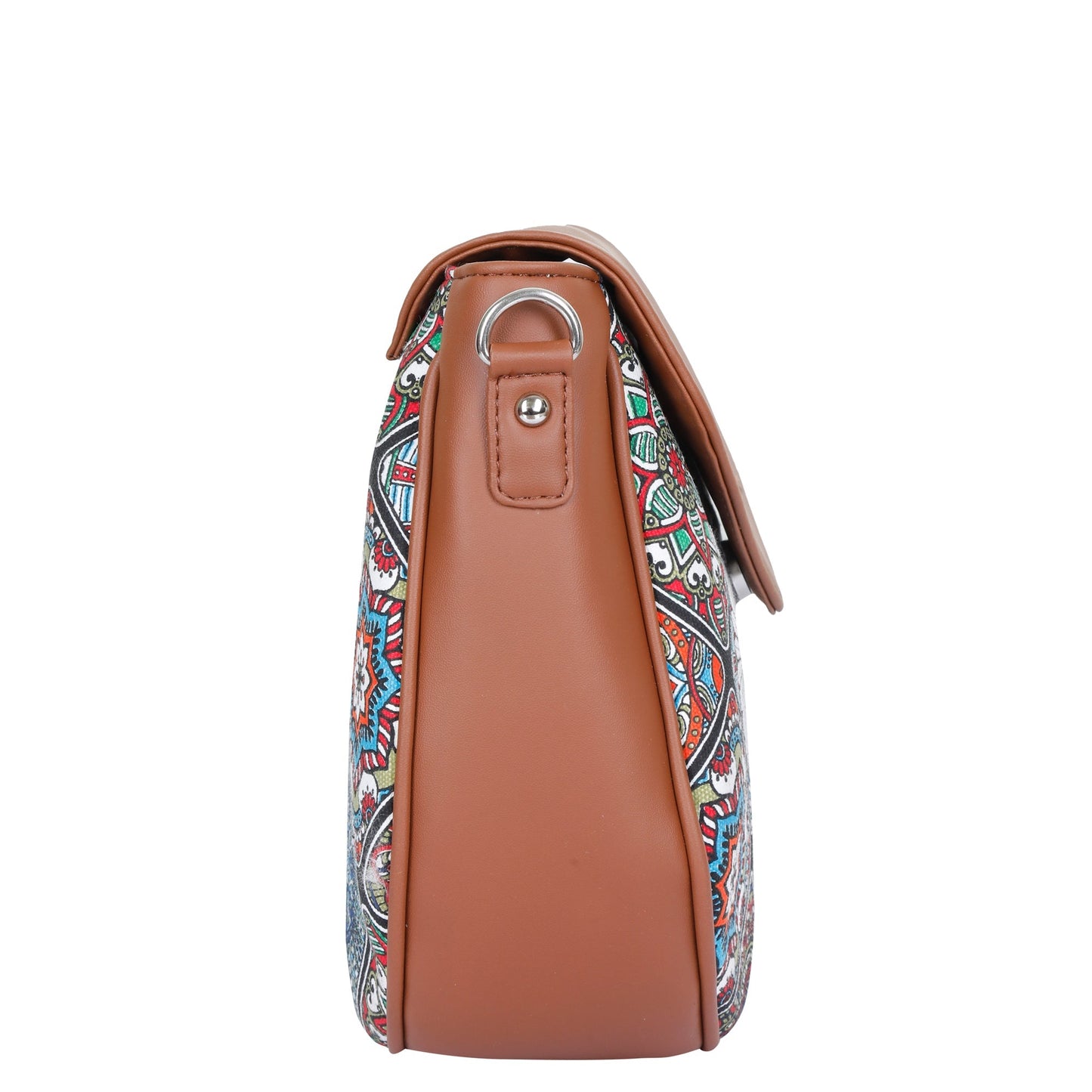 Mandala Printed Fabric Half-Moon Crossbody Bag – Women’s Sling Shoulder Purse