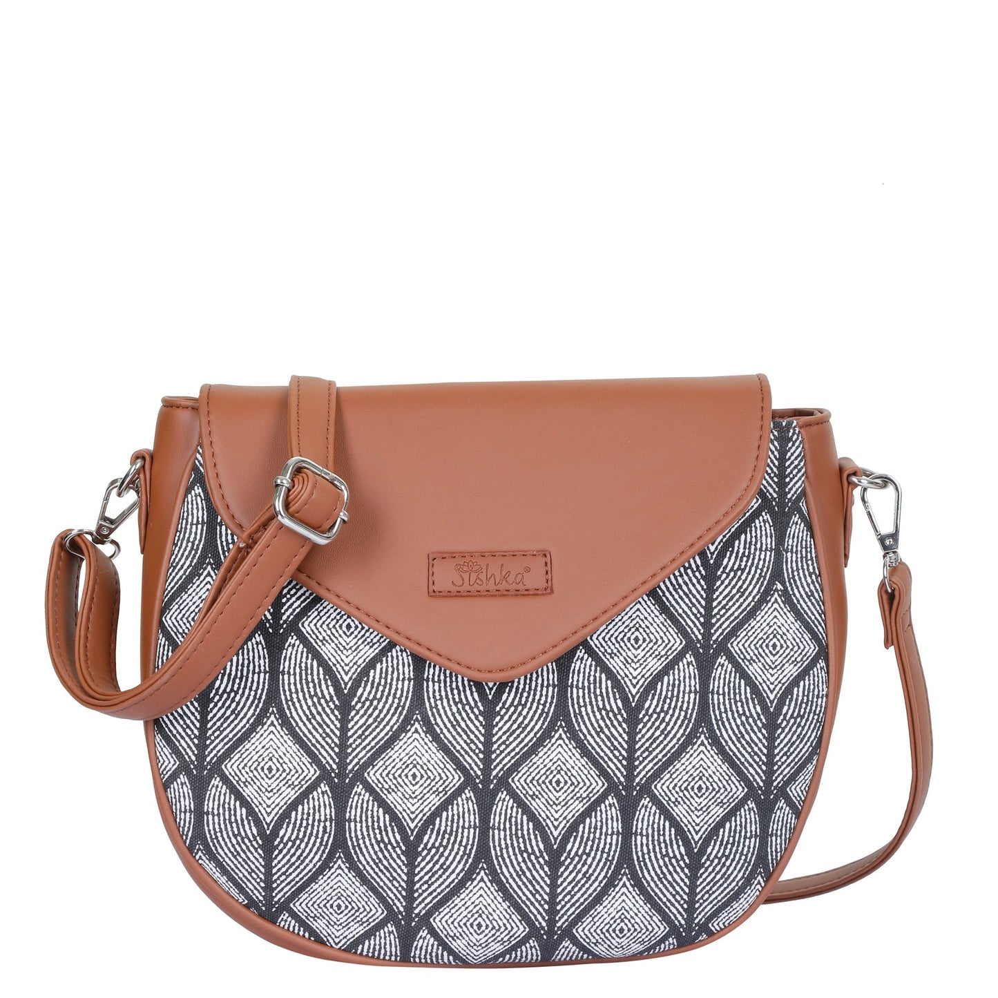 Monochrome Ladies Crossbody Sling Bag – Handcrafted Printed Shoulder Purse